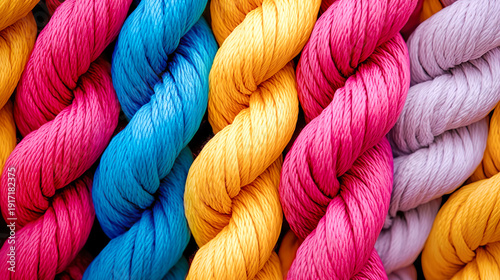 太く編まれたカラフルなロープの背景