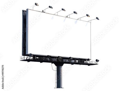 Blank Outdoor Billboard Mockup with Spotlights Vector