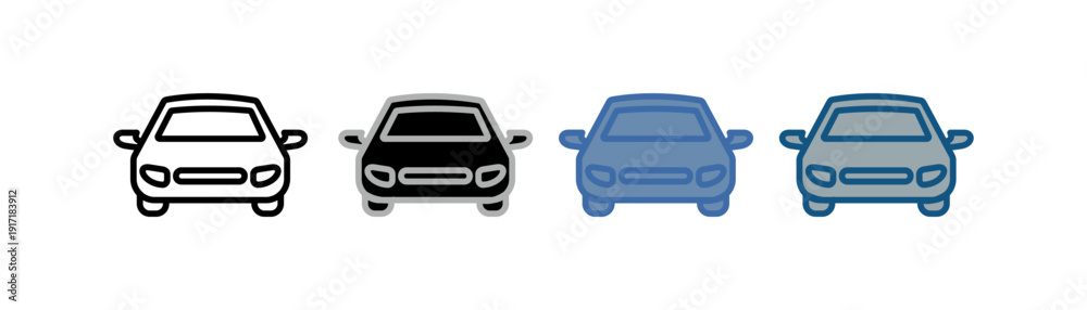 Fototapeta premium vehicle icon set multiple style collection with car designs