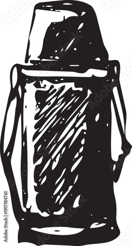 手書きの水筒の墨絵風のアイコンイラスト素材