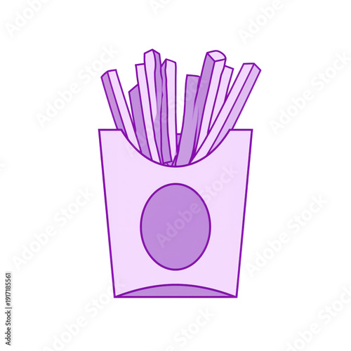 Purple french fries in a container