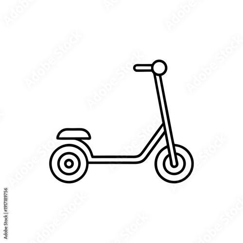 Electric Scooter Minimal Line Icon Isolated on White Background