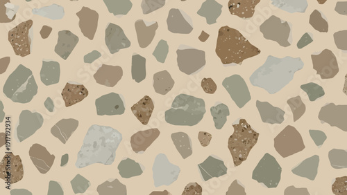 Abstract Terrazzo Pattern - Neutral Earth Tones Stone Mosaic Background