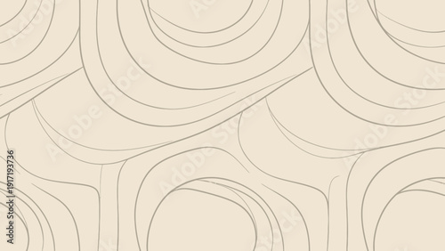 Abstract Organic Swirl Pattern, Creamy Beige Line Art Background