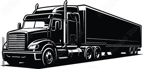 Large commercial semi-trailer truck or tractor-trailer truck for cargo transport and logistics