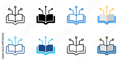 AI Storytelling icons set multiple style collection. Editable stroke 
