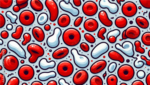 Wallpaper with the theme of red blood cells and white blood cells with a bright background