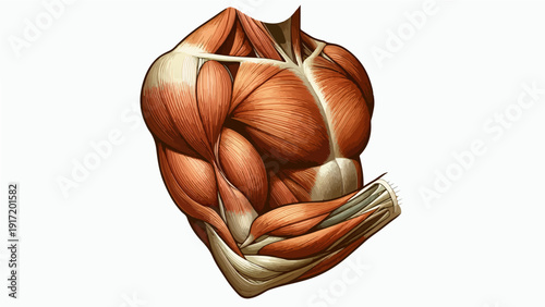 Illustration of hand muscle anatomy from working out at the gym
