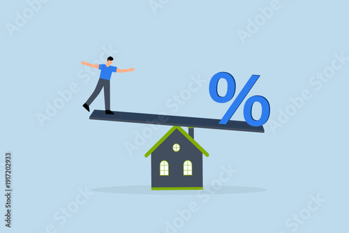 Mortgage payment, entrepreneur attempting to juggle mortgage interest rate percentage on the property