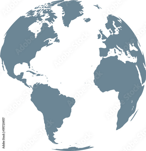 Light blue globe map with highlighted continents geography