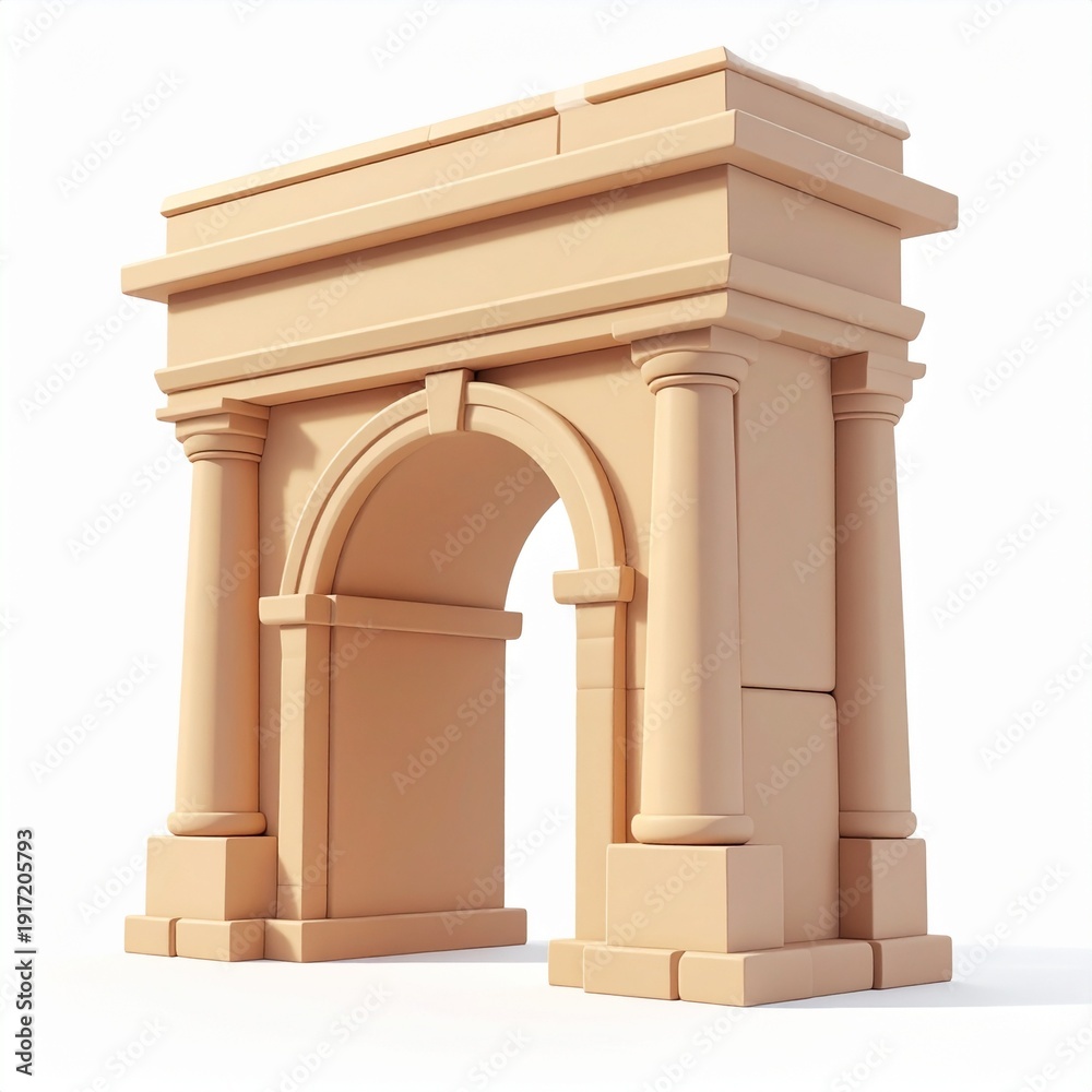 Fototapeta premium Modern architectural archway with columns on white background
