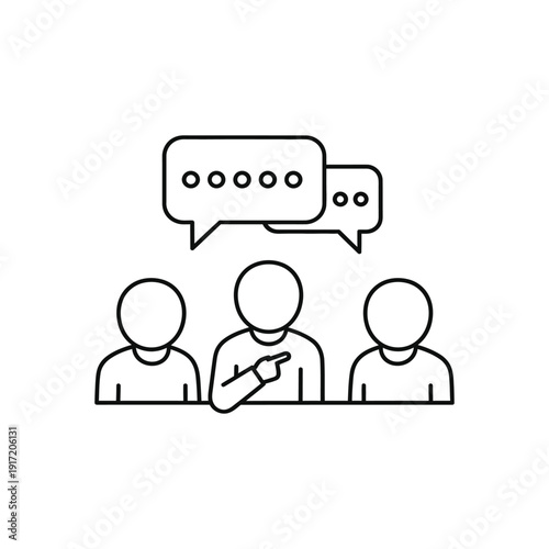 Vector illustration of people discussing with speech bubbles, conversation and communication concept.