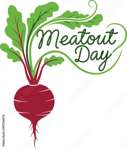 Celebrating Meatout Day: Fresh Radish Illustration for Plant-Based Awareness