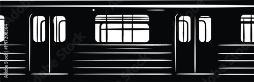 Modern train with sleek design and multiple doors is stationary at a bustling railway station platform