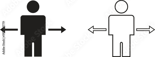 Resize Arrows Person Icon Set Vector – Human Width Adjustment Symbol Collection