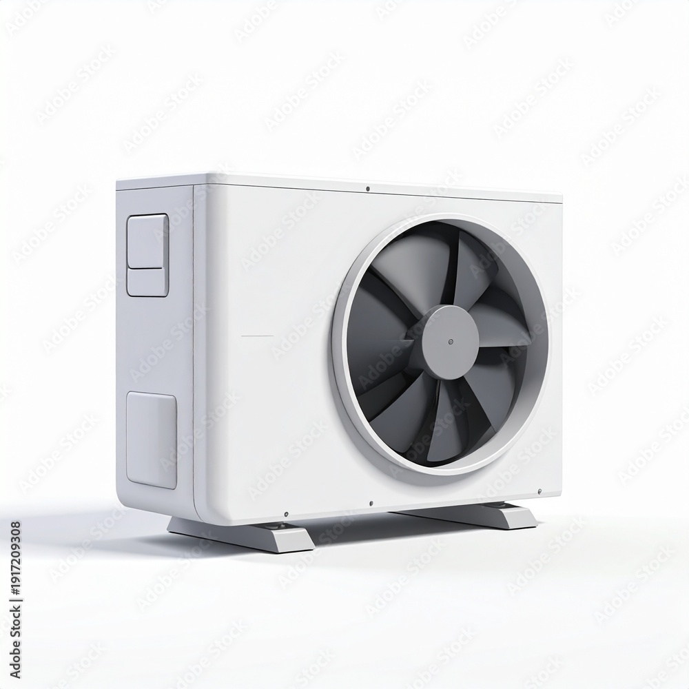 Fototapeta premium Modern white air conditioning unit with large fan