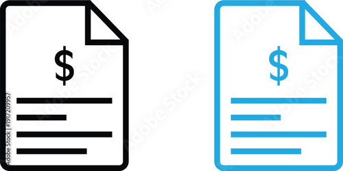 Invoice Document Icon Set Vector – Billing and Financial Report Symbol Collection