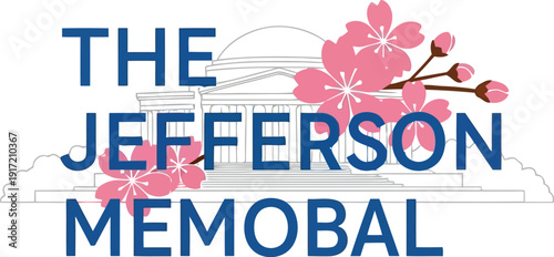 Cherry Blossom Blossom Art with Jefferson Memorial in Springtime
