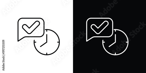 Outline vector icon symbolizing successful completion, efficient time management, and approved communication or timely task accomplishment concept