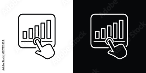 Bar Chart Graph with Cursor Icon Illustrating Data Analysis and Financial Growth