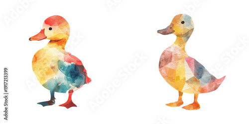 abstract color silhouette of duck watercolor vector illustration