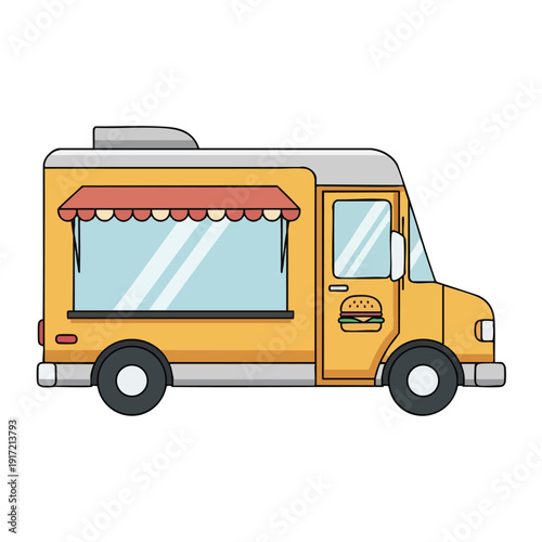 Yellow Food Truck with Red Awning