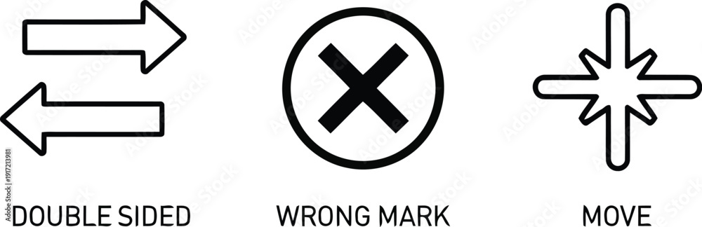 Obraz premium Set of icons representing double sided wrong way and move operations in business or technology vector