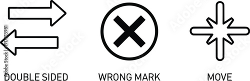 Set of icons representing double sided wrong way and move operations in business or technology vector