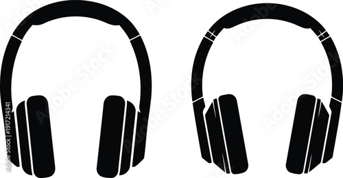 Pair of stylized headphones icon symbol for audio music sound entertainment and communication concepts vector