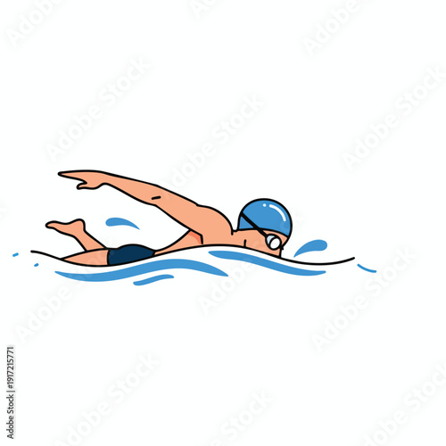Man swimming in a pool front crawl stroke