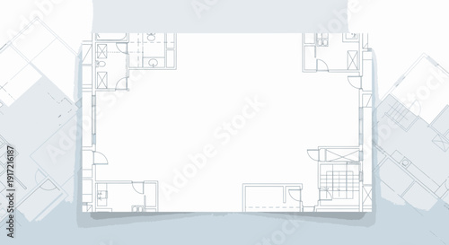 Detailed floor plan illustration of a modern house layout via ImageFX, showcasing architectural design and interior space.