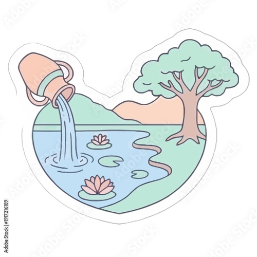 Tarot Card “The Star” Soft Pastel Colors Sticker Illustration | Cute Pastel “The Star” Tarot Card Digital Art | Whimsical Kawaii Tarot Card Illustration | Soft Color “The Star” Mystical Sticker 