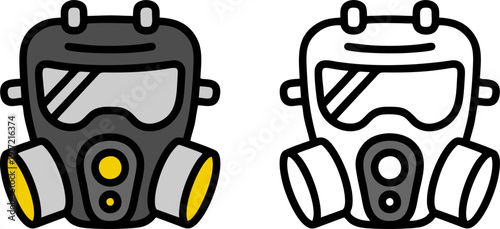 Industrial Gas Mask with Yellow Cartridge Filters for Chemical Protection