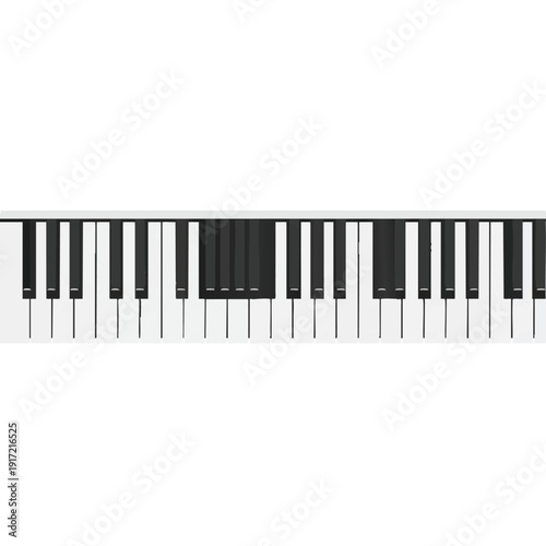 Piano Keyboard Closeup on White Background