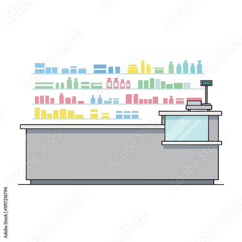Checkout Counter with Product Barcodes