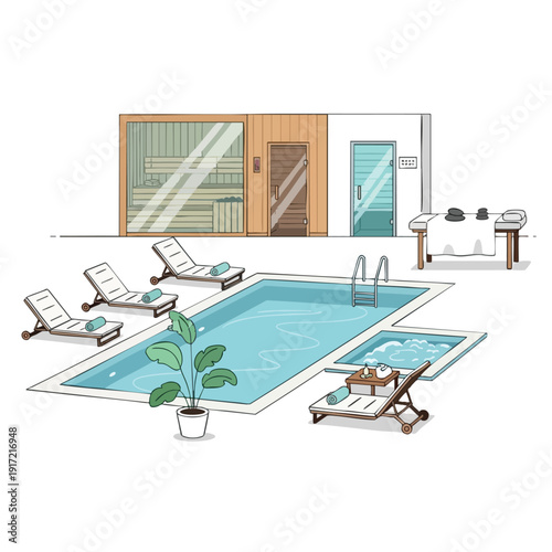 Modern Backyard Oasis with Pool and Spa