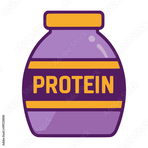 protein jar for sport healthy nature energy flat color vector illustration template design