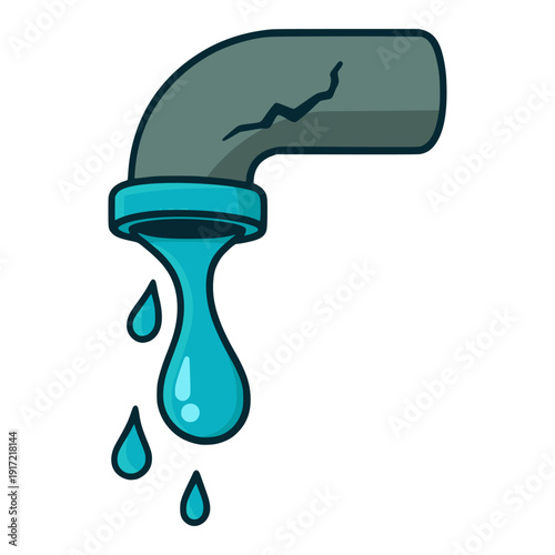 water pipe broken leaking plumbing flat color vector illustration template design