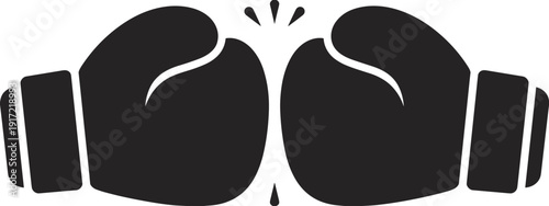 Boxing gloves silhouette icon illustration, sport fight symbol isolated showing combat fitness training equipment for athletic design creative projects