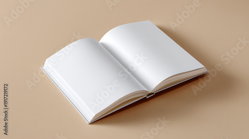 An open book with blank pages on a neutral background, ready for your content. A symbol of knowledge, learning, and storytelling