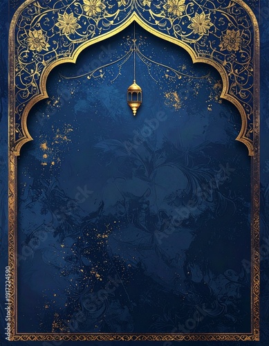 Islamic background wallpaper in golden and blue color, part 