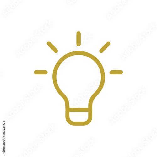 Simple Gold Light Bulb Icon Symbolizing Innovation and Bright Ideas