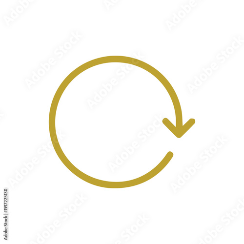 Gold Refresh Icon Simple Minimalist Clockwise Rotation Symbol Vector
