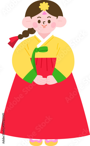 새해 설 추석 명절 한복 일러스트_여자아이 어린이