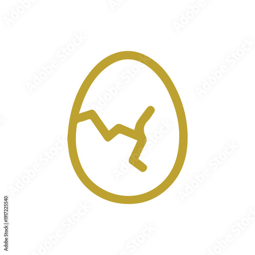 Minimalist Cracked Egg Icon Simple Gold Line Art Vector Illustration