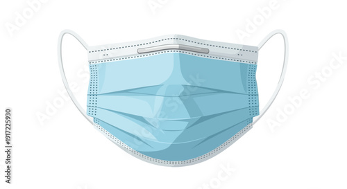 A light blue medical face mask with elastic straps viewed from the front