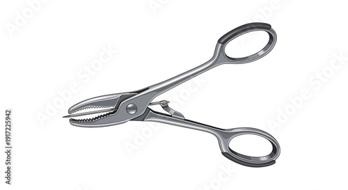 A pair of stainless steel surgical scissors with sharp tips and ring handles isolated on a clean surface