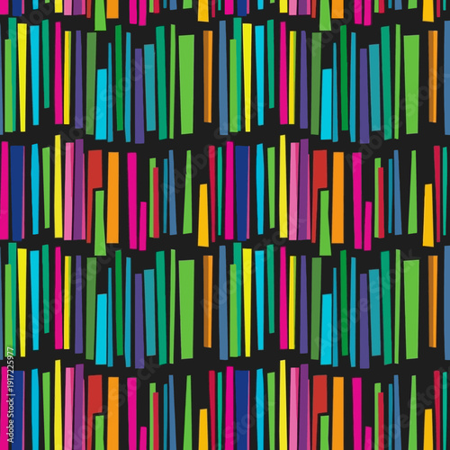 Vibrant multicolored book spines pattern in a repeating design.