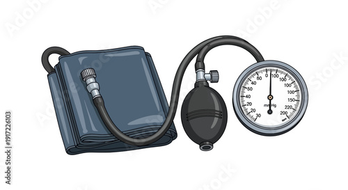 Medical equipment for measuring blood pressure displayed on a plain surface