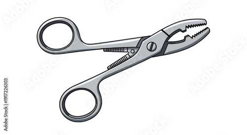 A pair of needle-nose pliers shown in a detailed illustration from a straightforward angle